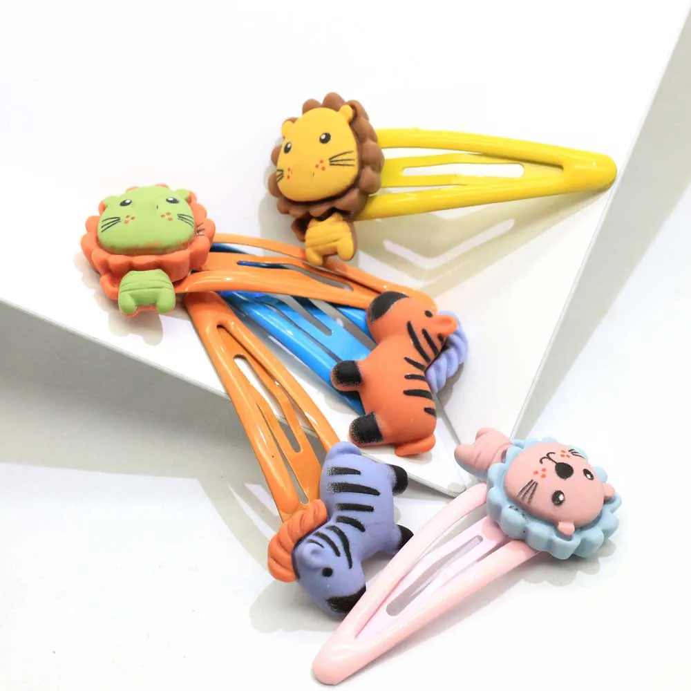 100Pcs/Bag Cute Little Animal  Lion Hairpins Baby Girls Hair Clips Barrettes Kawaii Children Kids Hair Accessories