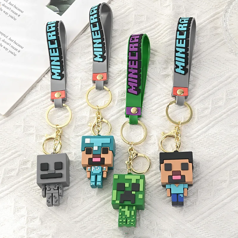 Minecrafted doll keychain pvc keychain Cute Anime 3d Figure Minecrafted Character Keychain