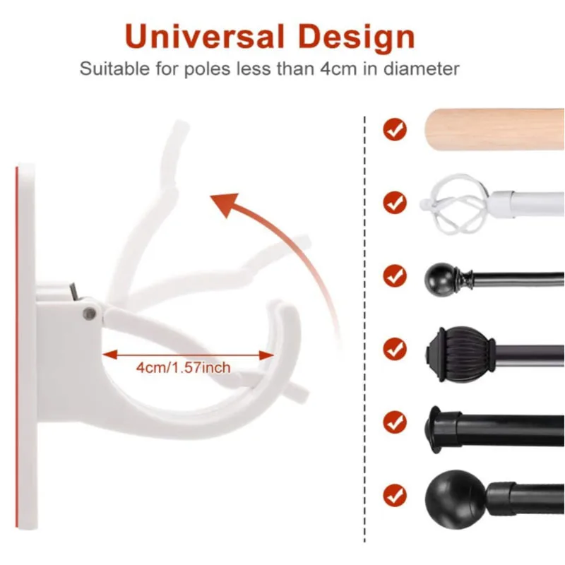 Tie Back Hook Curtain Rod Holder Adhesive Curtain Wall Hook Plastic Shower Curtains Hooks