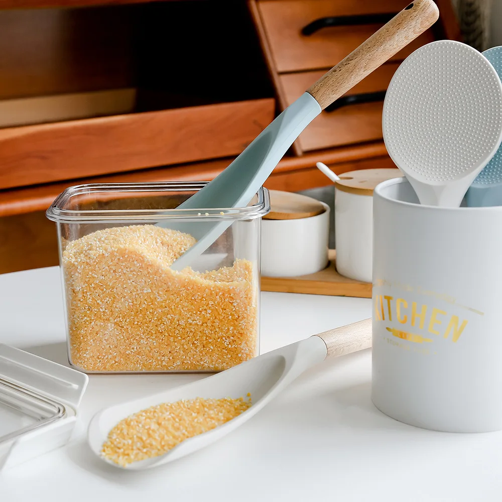 Luxury kitchen cooking silicone utensils set non stick silicone rice spoon rice spatula
