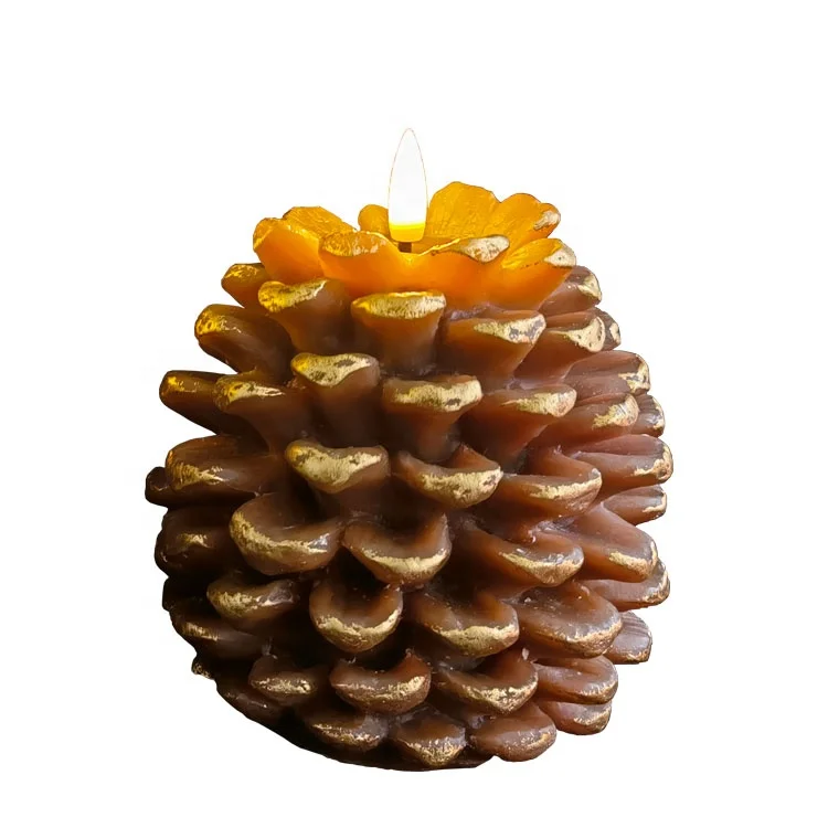 LED Christmas pine cone candle bullet head flame free candle lamp simulates home decoration candle