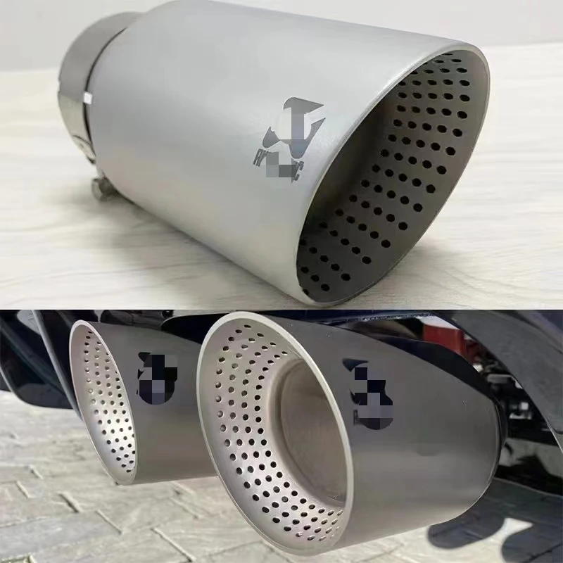 For Akrapovic style114mm Sand Blasting Stainless Steel Muffler pipes for VW Golf Exhaust grid MufflerpipesTips