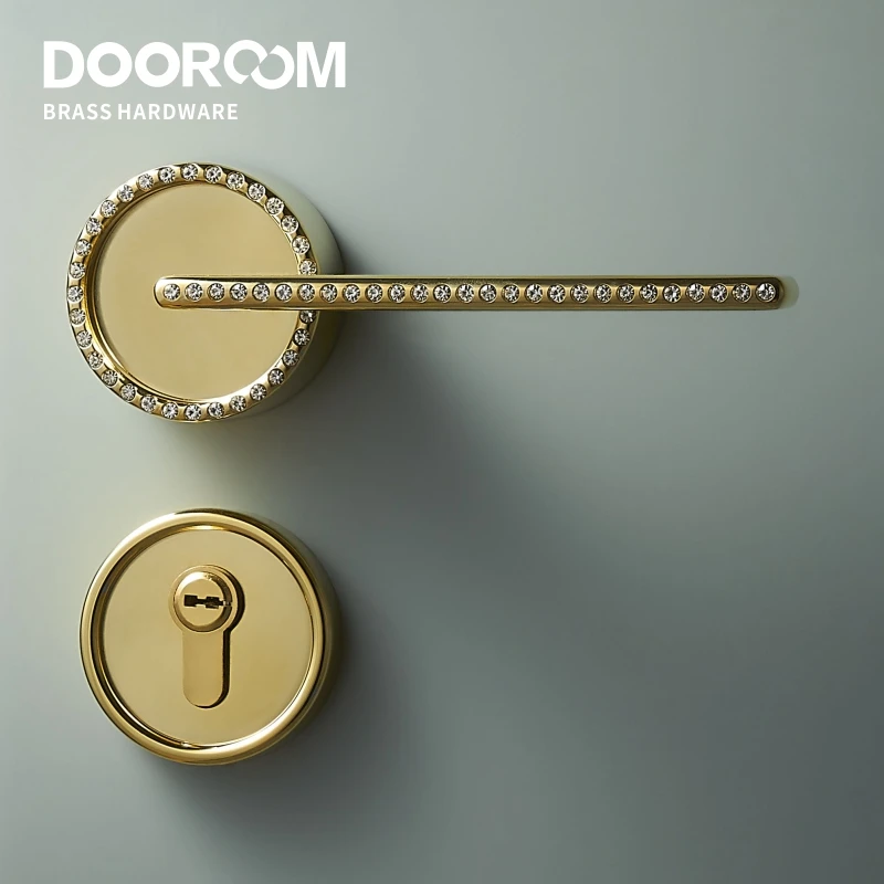 Набор латунных дверных замков Dooroom современные черные PVD золотые со стразами для спальни ванной комнаты двойные деревянные дверные рычаги манекен