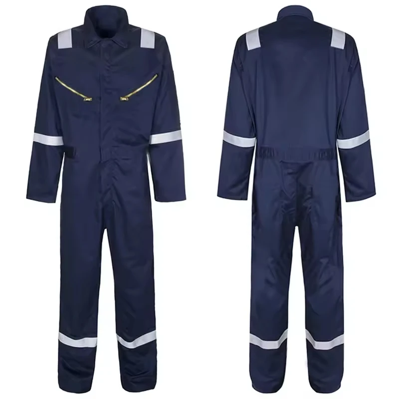 85% Cotton 15% Nylon High Vis Overall With Pockets Wind Proof Safety Work Wear Suits Industry Construction Reflective Coveralls