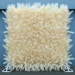 5D Reed Pampas Grass Cloth Roll Up Artificial Flower Wall Curtain Hang Plants Wall Wedding Backdrop Decor Event Party Props