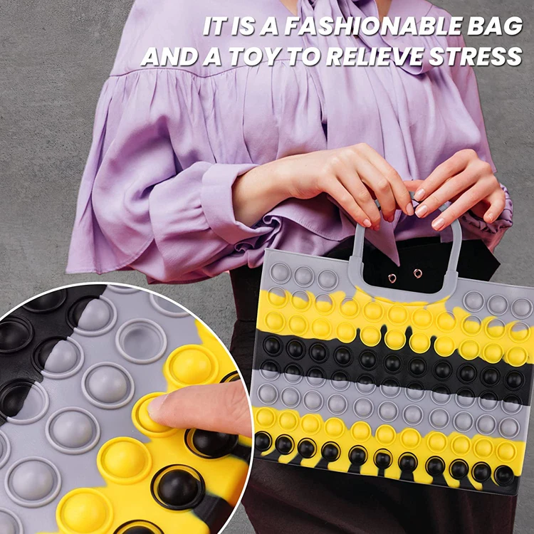 Wholesale Cute Silicone Beach Bag Stress Relief Push Bubble Handbag Multifunctional Anxiety Relief Tote Bag