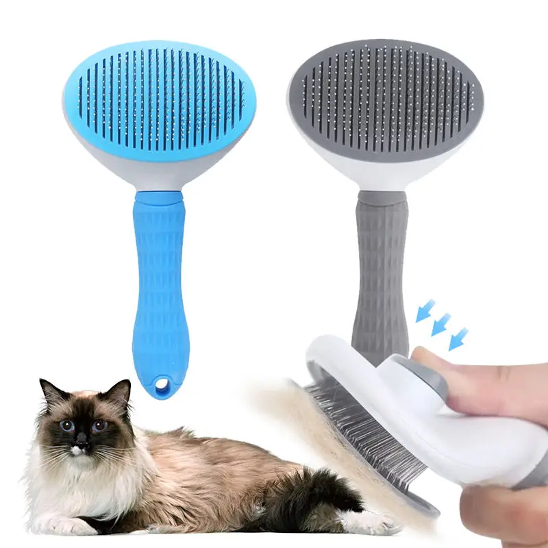 Wholesale Dog Cat Hair Comb Self Cleaning Deshedding Remover Slicker hair Grooming Tool Pet Hair Cat Grooming Brush