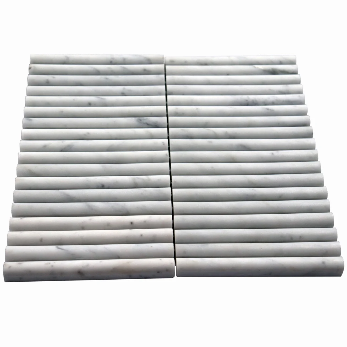 Honed Italy Carrara White Curve Fluted Marble Column Tiles Wall Facade Panel Pencil