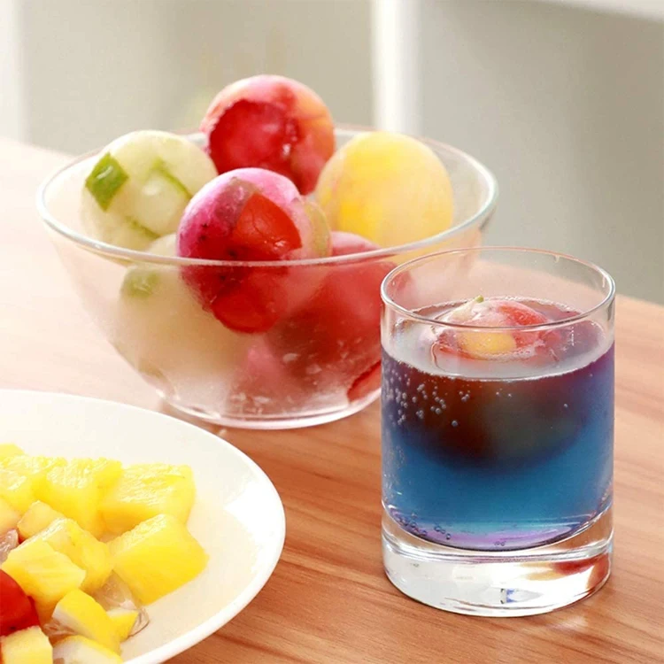 Portable Round Shape Ice Maker Hold 6 Cavities Silicone Ice Cube and Ball Tray with Lid