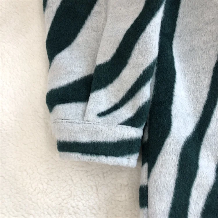 2024 Latest Fashion Girls Jackets Casual Coat Woolen Zebra Pattern Winter Jacket For Daily Wear