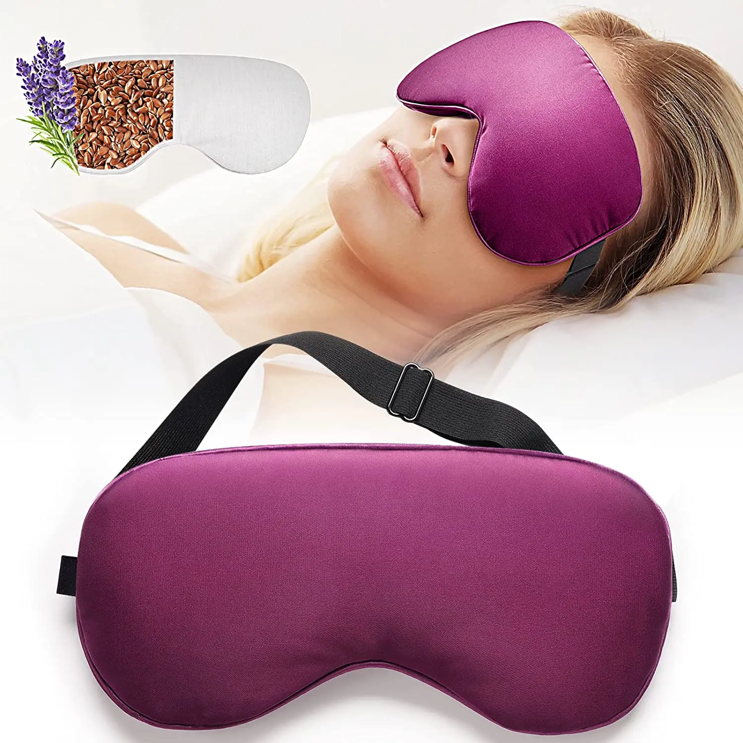 Reusable Weighted Organic Linseed Lavender Eye Pillow for Meditation and Stress Relief