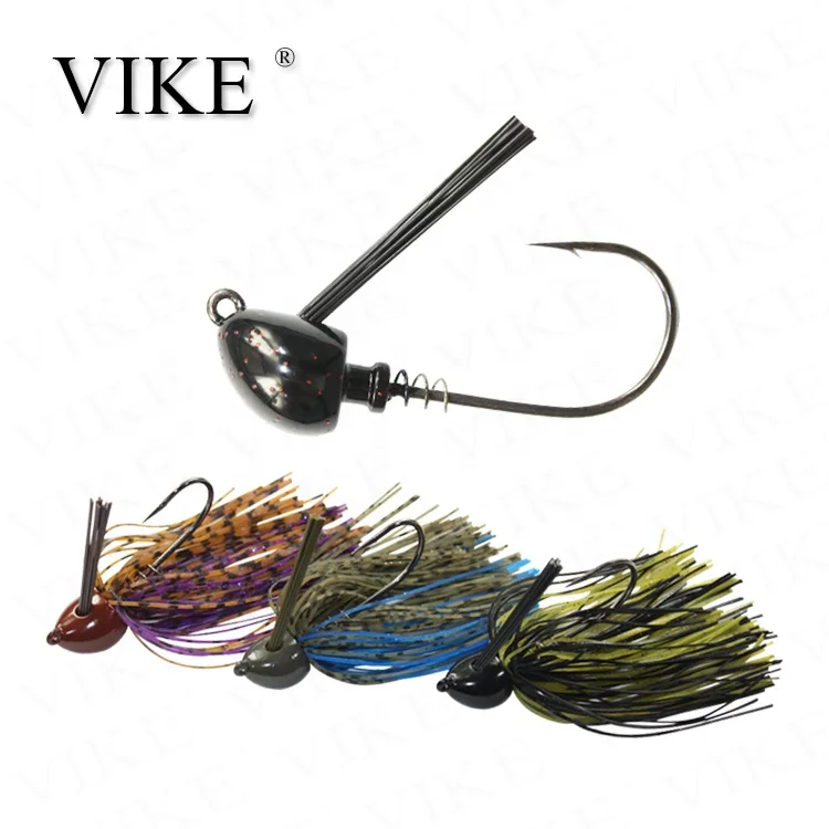 colorful rubber spinner bait jig ,bass jigs,tungsten steel jig wholesale in China VIKE Fishing tackle