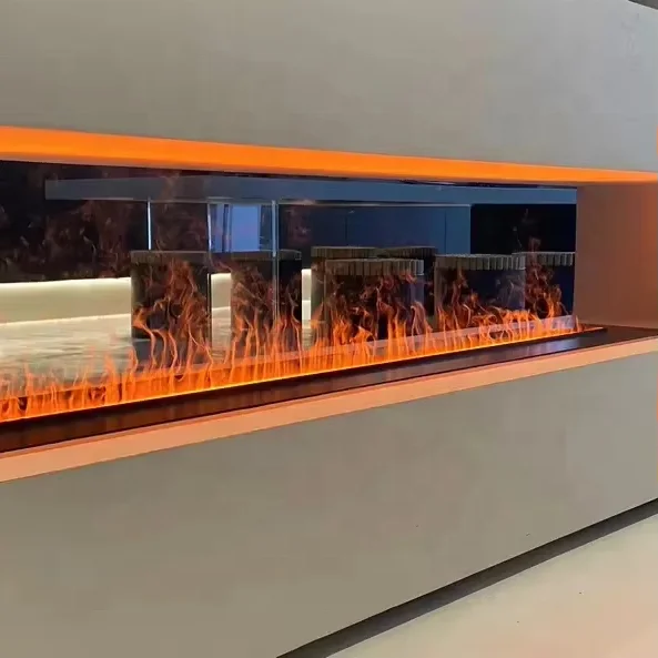 2024 New Product 3D Water Vapor Electric Fireplace Exhibition Hall Elegant Indoor Interior Decoration