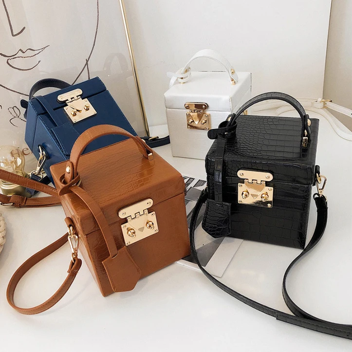 2021 Luxury Brown Small Square Box Purses And Handbags New Trend Single Purses And Handbags Diagonal Square Hand Bag For Women
