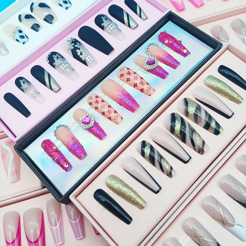 New Arriving OEM Ballerina French Press On Nails  wholesale Press On Nails Artificial Fingernails Art For Women