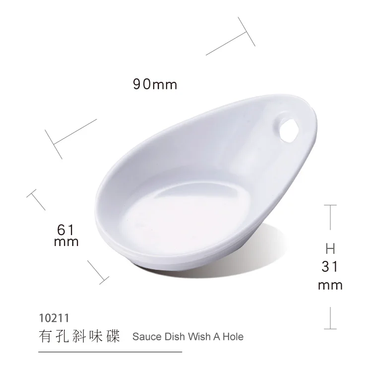 Sauce Dish With A Hole Melamine Material Plates  Melamine Chopsticks Serving White Plate