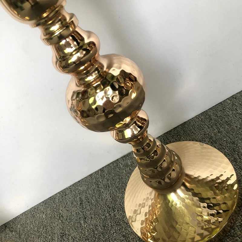 
Gold Vases Road Lead Artificial Flower Pot Flower Column Stand Wedding Table Centerpieces For Christmas Home Decor 
