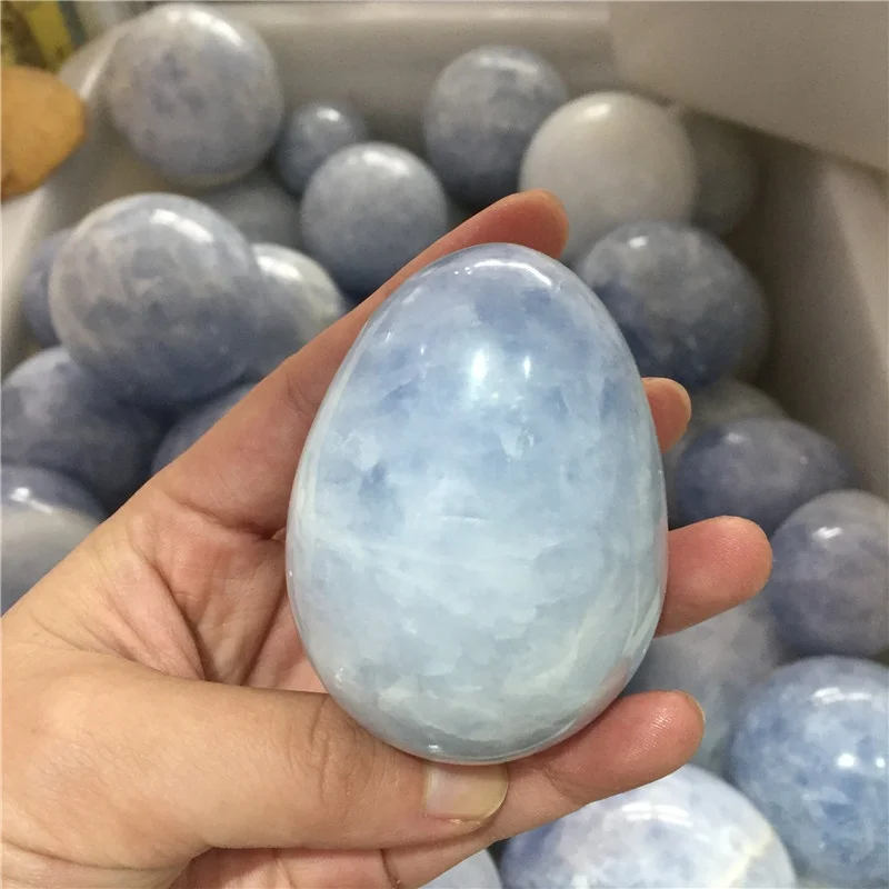 Wholesale Natural Rock Blue Celestite Crystal Massage Egg Celestitel Egg
