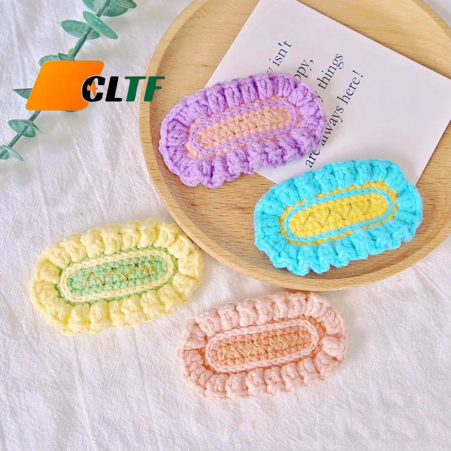 Colorful Wool Crochet Sweet Hair Clips Cute Girl Hair Clip Kids Hairpins Baby Headwear Knit Hair Clips for Girls Hairpins