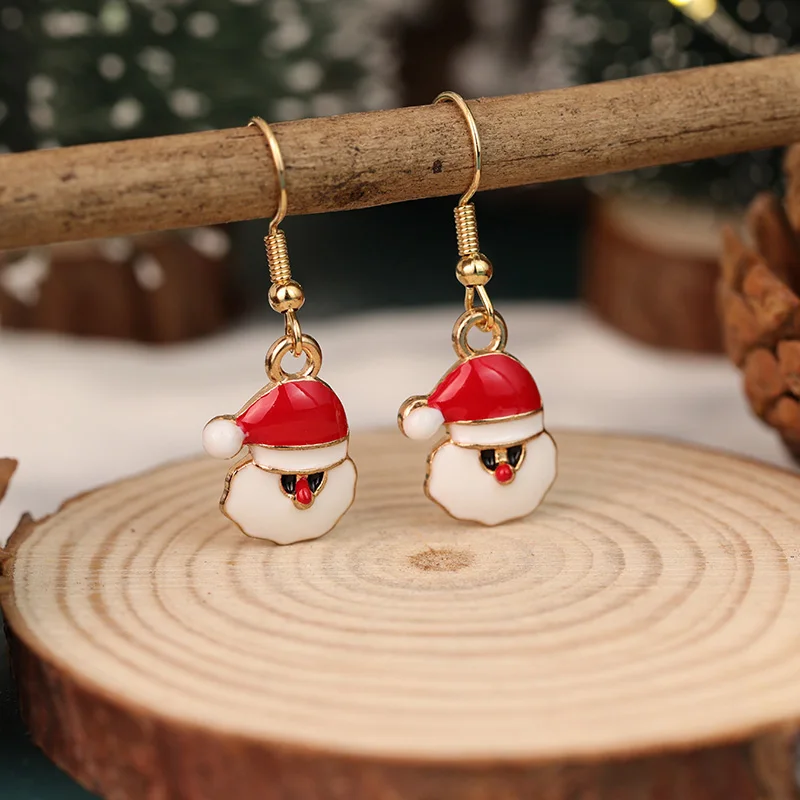 New Xmas Snowman Santa Claus Dangle Drop Earrings Christmas Tree Jingle Bell Reindeer Snowflake Earrings Christmas Jewelry Gifts