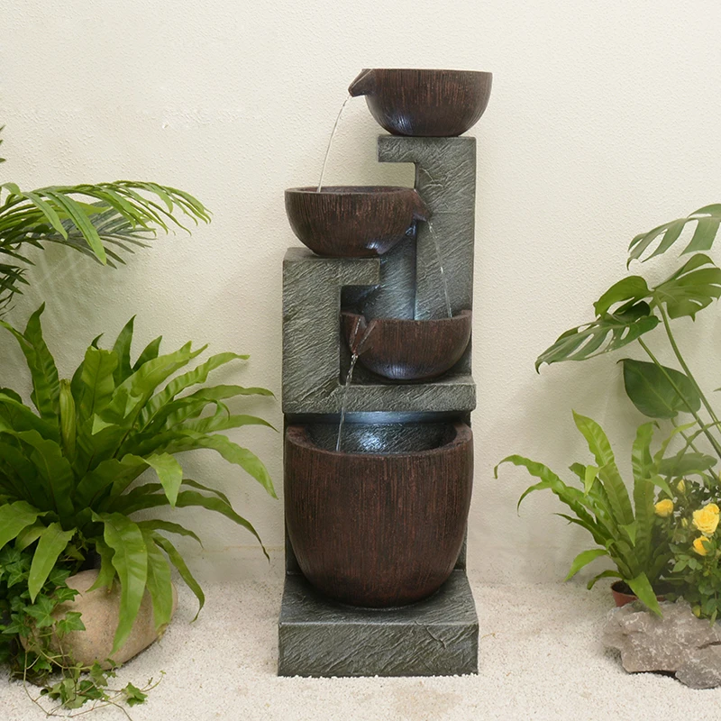 Garden Products Backyard Fountain 35.8 Inches Tall Water Jar Fountain with LED Light Decorative Fountains