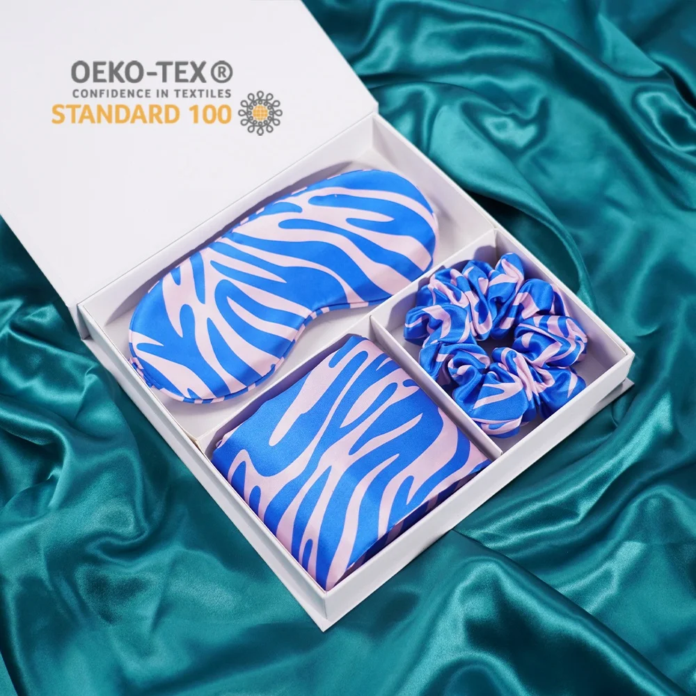 6A oeko-tex 100% mulberry silk pillowcase set with Scrunchies eyemask pure silk pillow case gift set 22 mm silk pillow case