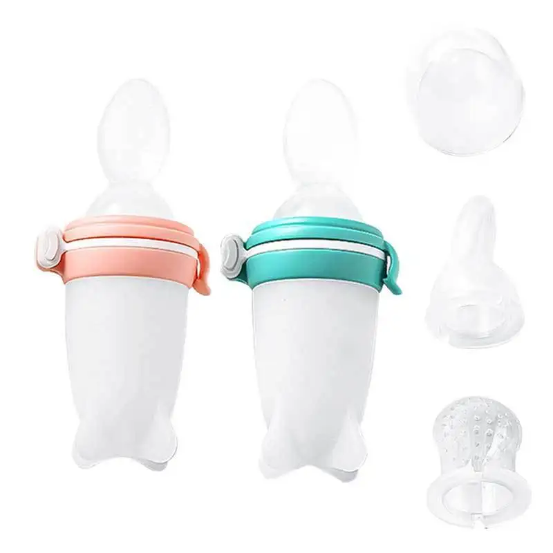 3 in 1 silicone baby feeding bottle Multi functional fruit vegetable medicine feeder complementary feeding spoon milk bottle