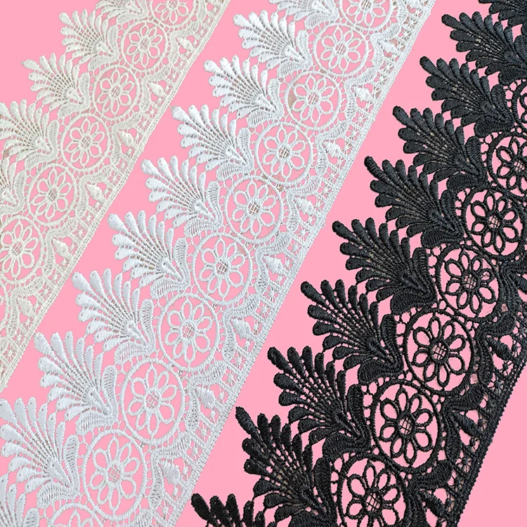 Factory production of embroidered water-soluble polyester lace DIY wedding dress lace fabric trim