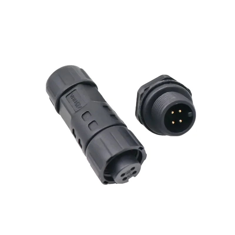 IP68 M12 4Pin Circular Panel Mount Male Plug Assembly Solder Wire Connector Led Lighting 20/22/24AWG Cable Joint