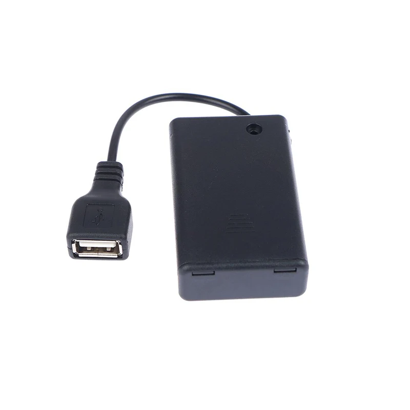 USB a Female Connector Cable 3 AAA Black Battery Holder 4.5V Case With ON/OFF Switch and Cover