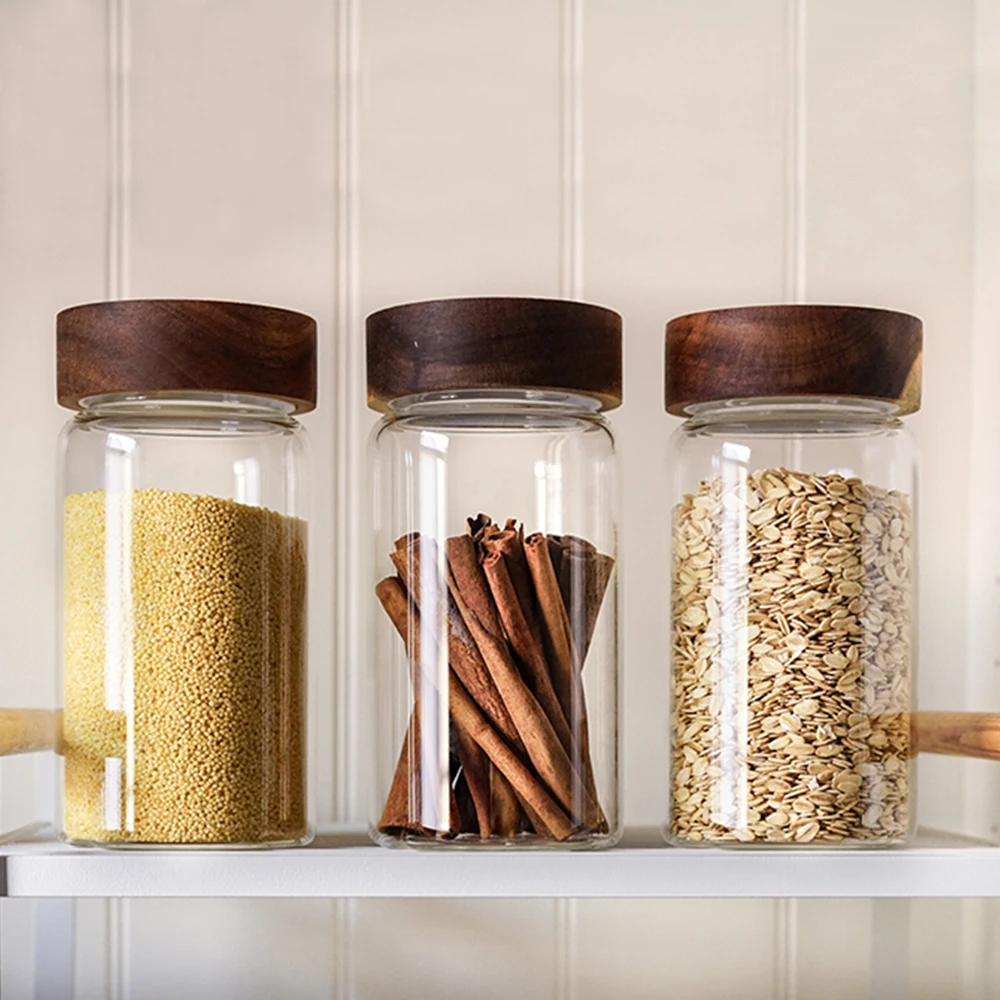 Manufacturer Eco Friendly Glass Jar 335 580 800Ml Sealed Air Tight Kitchen Jars For Kitchen Storage Containers