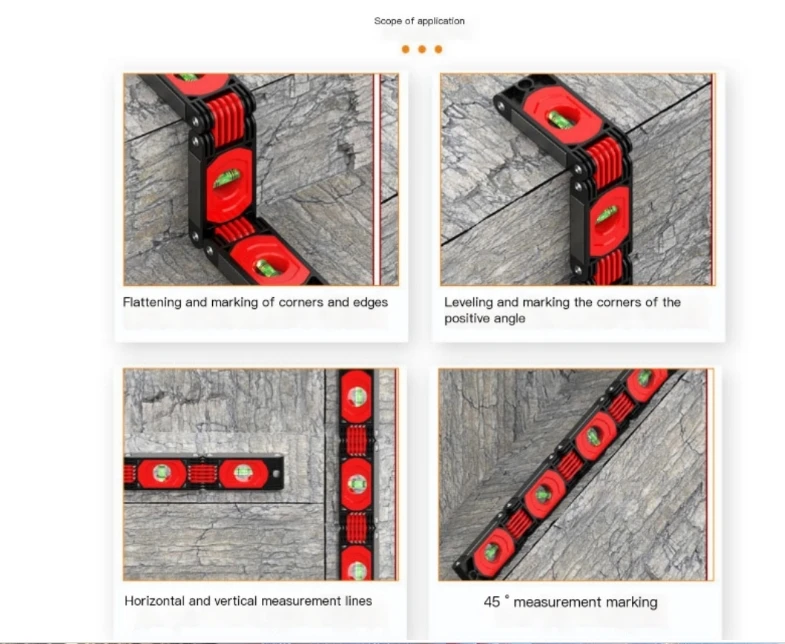 Multi-Function Foldable Level Meter 36-72cm Multi-Angle Measurement Woodworking Tools Pipes Stairs Corners Folding