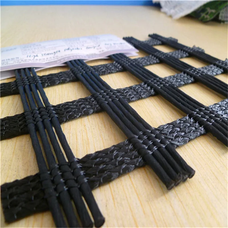 High Quality Factory Direct Sale Polyester Geogrid Soft Black Horizontal Packing Color for road railway mine