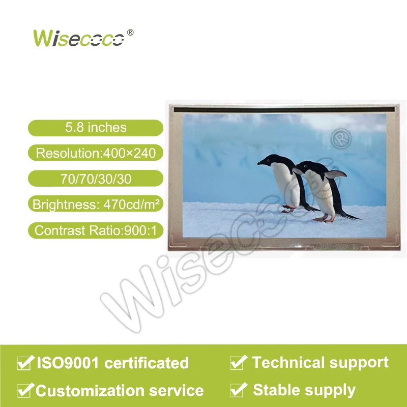 Wisecoco In Stock Wholesale 5.8 Inch Tft Lcd Support Custom Resolution Brightness 800*320 RGB 40Pins Ips Screen Display