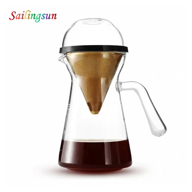 handcraft pyrex with cover handle borosilicate pour over glass coffee maker