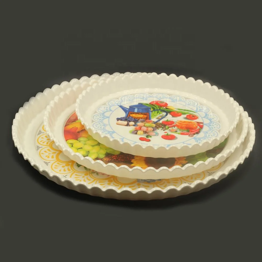 Wholesale Good Quality European Tray Hotel Room Service Coffee Tea Fruit Melamine Trays Big Size