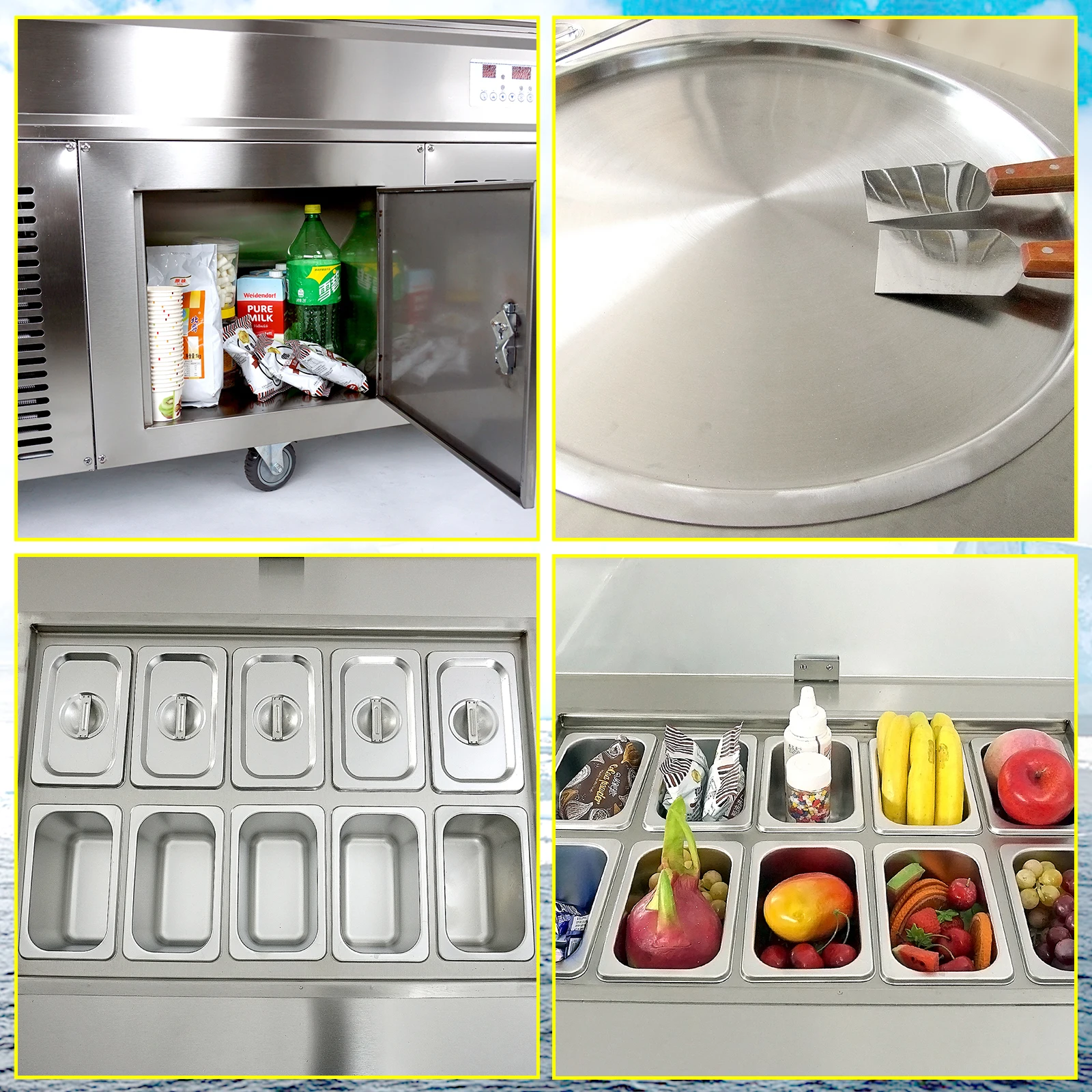Free ships from USA warehouse Instant Ice Cream Rolls Machine/fry rolled ice cream machine/fried ice cream roll machine