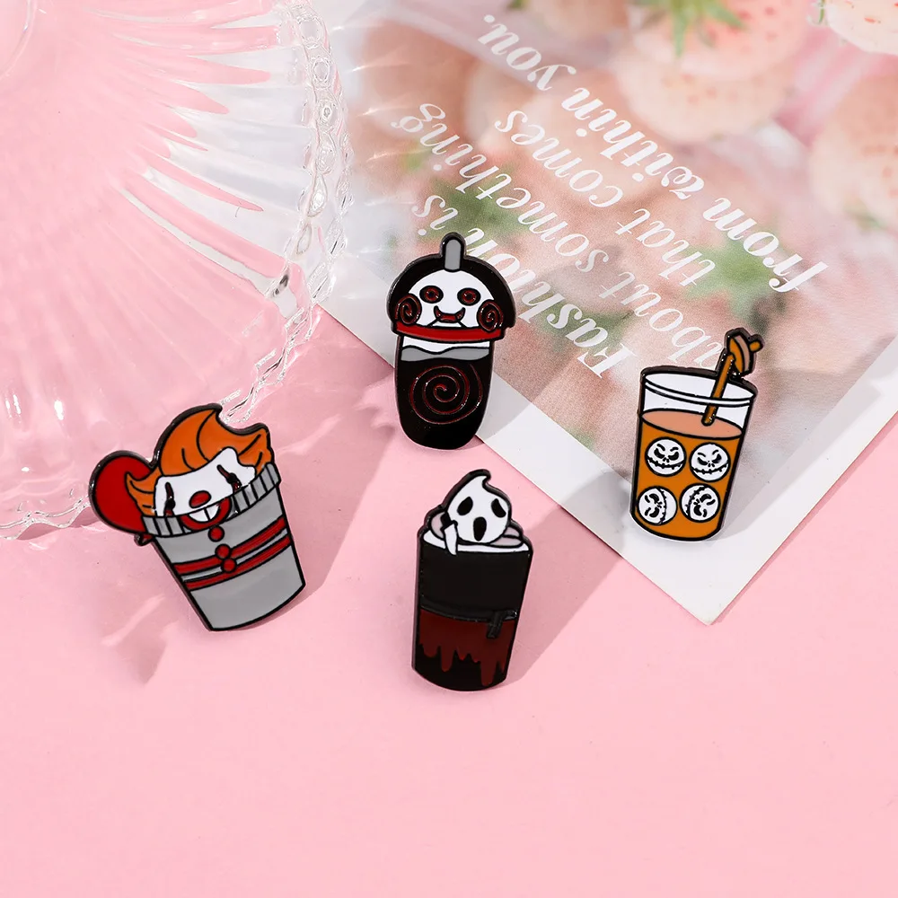 New Halloween pins Scream chain saw clown horror film creative metal badge pins