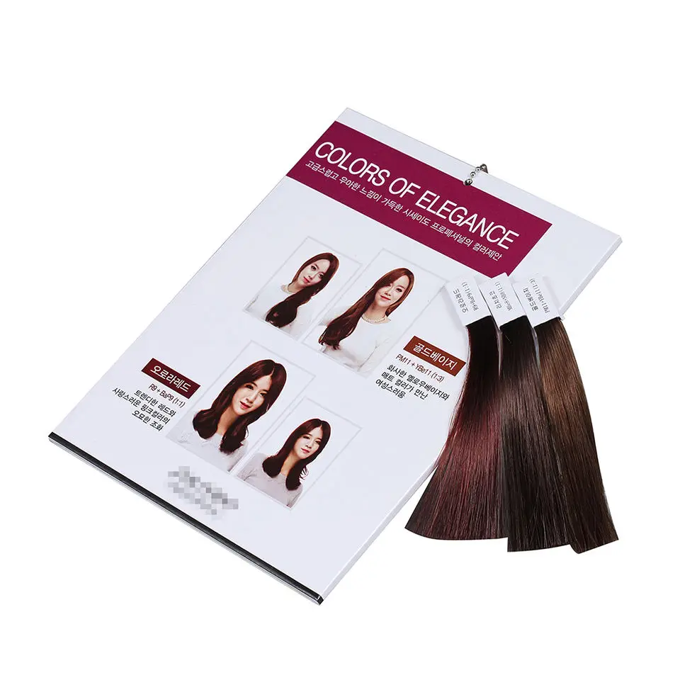 Best Selling Professional OEM Cosmetics Hair Dye Shade Swatch Book Hair Color Chart for Salon