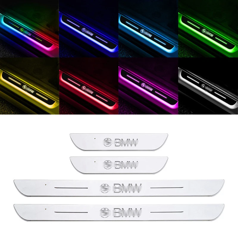 LED Illuminated Car Door Sill Scuff Plate with Customizable RGB Colors and Rechargeable Battery LED Lighted Logo Welcome Pedal