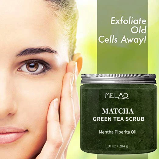 MELAO Organic Skin Nourishing Green Tea Face Body Scrub Cleansing Customize Moisturizer Remover Dead Skin Scrub Private Label