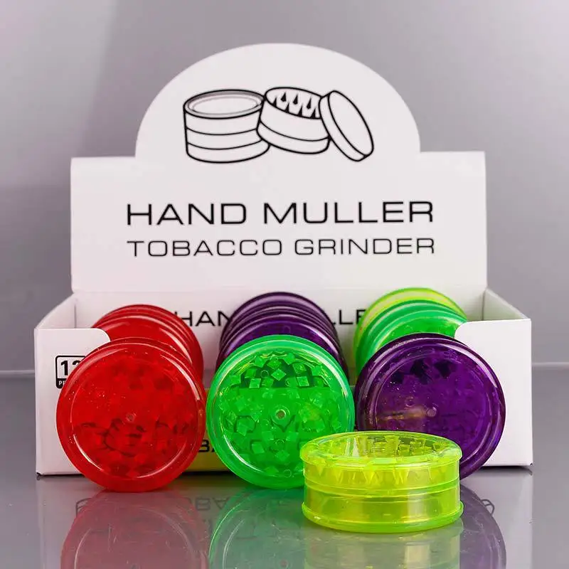 
Low MOQ 60mm 4 Pcs Layer Part Acrylic Plastic Herb Grinder Tobacco Weed 