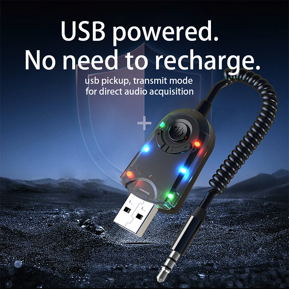 BT5.3 Receiver Aux Adapter for Car Transmitter Music Call Dongle Handfree Car Wireless Receiver Universal BT Car Fm Transmitter