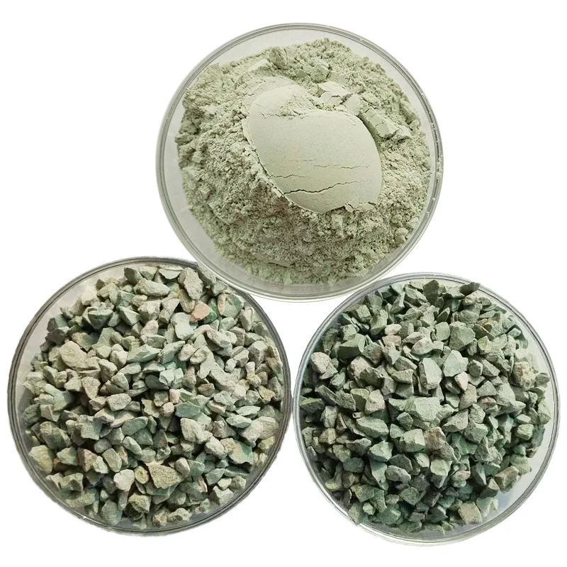 High purity  3-6mm green zeolite stone  powder for water treatment feed