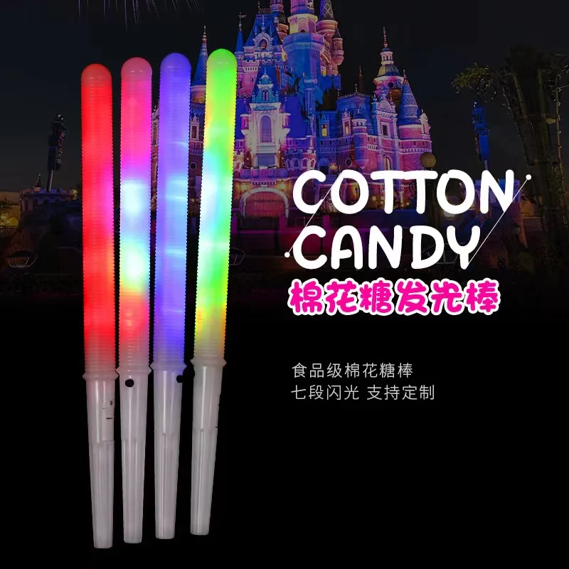 Wholesale plastic Cotton Candy led light stick Colorful Glowing Luminous Marshmallow Cone Stick Party Favors Christmas Supply