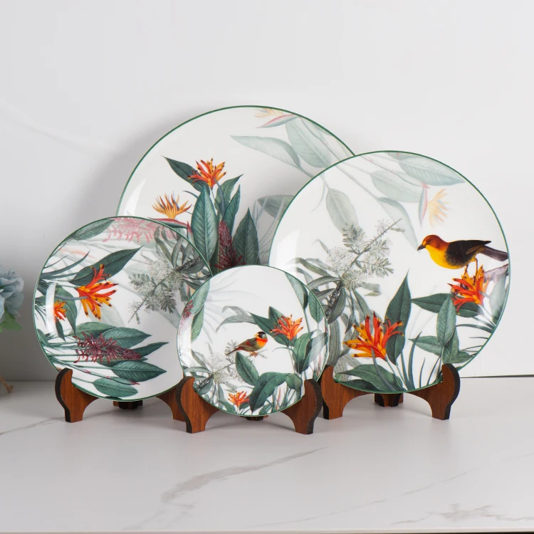 2023 new style cheap Bird Flower Pattern Wholesale High Quality porcelain dinner sets dinner dish plat