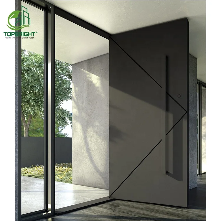 Luxurious new style pivot security door wood steel metal file rated entrance pivot doors