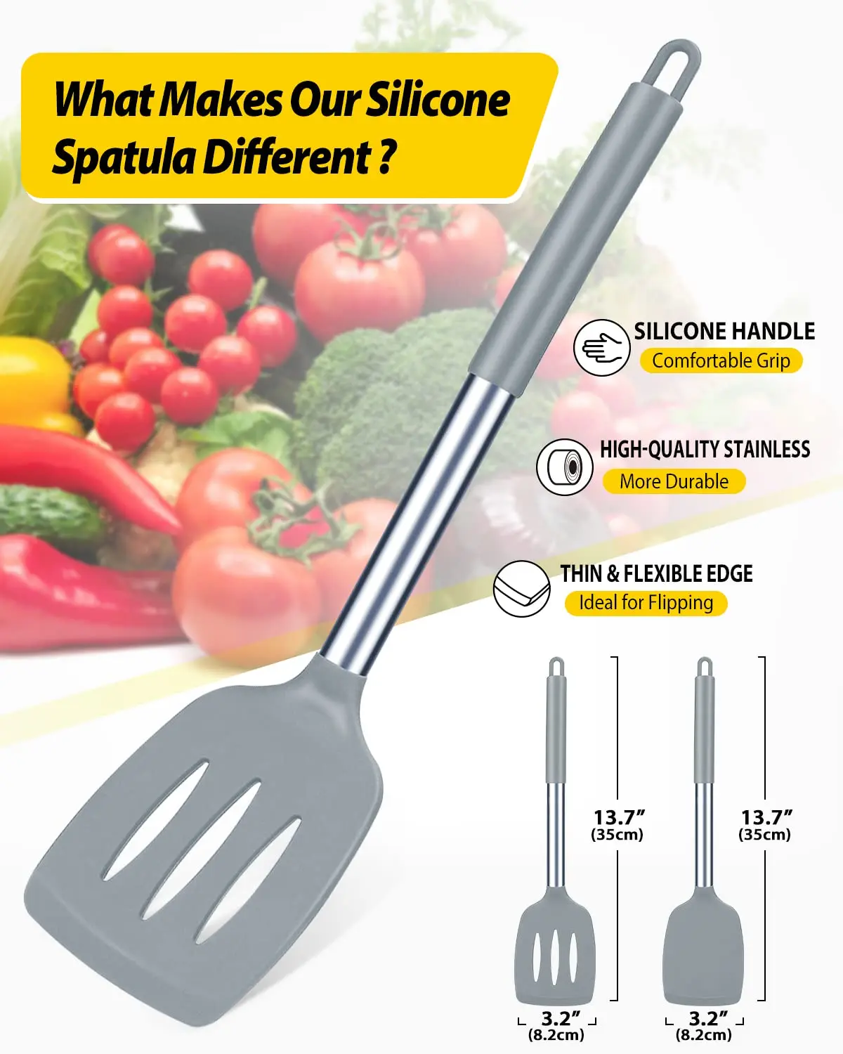 Wholesale High Quality Kitchen Accessories Stainless Steel Handle Non-stick Pan Heat Resistant Black Silicone Spatula