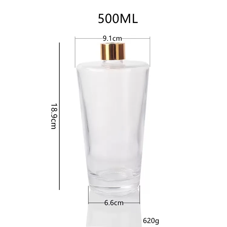 Wholesale cone 100ml 200ml 500ml glass bottle with lid spot goods conical aromatherapy bottle empty reed diffuser