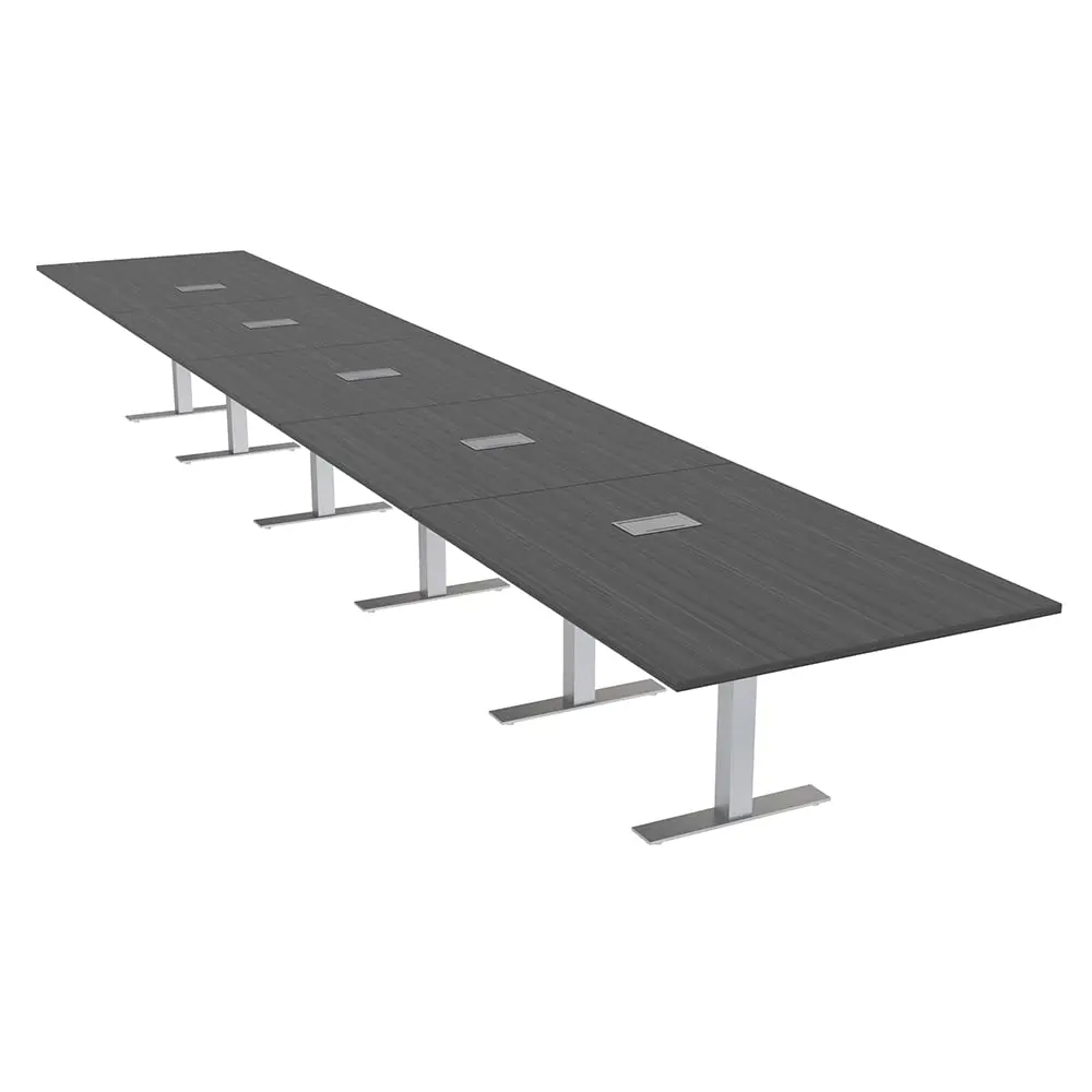 22-футовый модульный Конференц-стол из черного дуба 22-местный прямоугольный стол для зала заседаний с электрическим модулем и данных